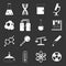 Chemical laboratory icons set grey