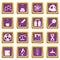 Chemical laboratory icons set purple