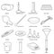 Chemical laboratory tools icons set, outline style