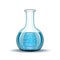 Chemical laboratory transparent flask with blue