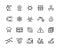 Chemical line icons. Toxic chemicals, laboratory equipment, scientific research molecular formula. Scientific symbols