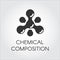 Chemical molecular icon in flat style. Atom structure composition. Black simplicity vector pictogram. Web label