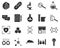 Chemical reaction. Bioengineering glyph icons set. Biotechnology for health, researching, materials creating. Molecular biology,