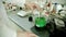 Chemical reaction in chemical laboratory. Mixing liquid reagents in laboratory