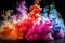 chemical reaction producing smoke and vivid colors