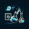 Chemical reaction. Science and chemistry icon. Laboratory equipment.