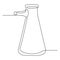 Chemical science flask continuous one line drawing chemistry glass tool. Scientific technology research medicine glass equipment