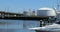 Chemical storage tanks in an inlet of Los Angeles Harbor