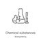 chemical substances icon vector from bioengineering collection. Thin line chemical substances outline icon vector illustration.