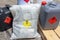 chemical symbols on chemical product, dangerous raw material in the industry