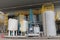 Chemical tanks ,feeding pipes ,valves ,pump and supports in  Chemical Treatment plant