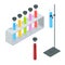 Chemical test tube pictogram icons set. Erlenmeyer flask, distilling flask, volumetric flask, test tube. Chemical lab