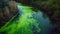 Chemicalladen runoff spills into nearby streams leaving a fluorescent green sheen on the waters surface