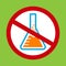 Chemicals free symbol, danger chemicals warning sign chemical safety, mercury free icon in red crossed circle forbidden sign