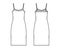 Chemise dress Sleepwear Pajama technical fashion illustration with knee length, lace, scoop neck cami trapeze silhouette