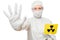 Chemist People holding a sign isolated in radiation