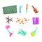 Chemist Scientist And Chemical Science Related Icons And Laboratory Experimental Equipment