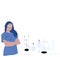 A chemist scientist in the laboratory vector stock illustration. A female biologist conducts research on professional equipment. M
