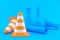 Chemistry background with traffic cone