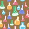 Chemistry Beakers on Brown Background Geometrical Pattern Seamless Repeat Background