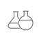 Chemistry beakers with Erlenmeyer flask and test tube holding chemicals flat icon for science apps and websites