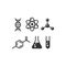 Chemistry black isolated vector icon set.