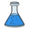 Chemistry flask. Blue doodle style illustration