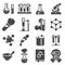 Chemistry icon set. Collection of science silhouette icons