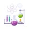 Chemistry Kit With Test Tubes And Chemicals, Set Of School And Education Related Objects In Colorful Cartoon Style