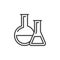 Chemistry lab glassware line icon