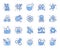 Chemistry lab line icons. Chemical formula, Microscope and Medical analysis. Vector