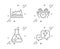 Chemistry lab, Trade chart and Safe time icons set. Lightning bolt sign. Laboratory, Market data, Hold clock. Vector