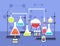Chemistry laboratory experiment. Research lab science technology. Chemical laboratory vector flat concept