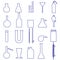 Chemistry laboratory glassware simple outline icons