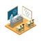 Chemistry lesson at school isometric icon
