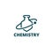 Chemistry logo icon. Chemical preparations, medicine drugs. Flask or bottle. Science vector icons.