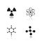 Chemistry and physics. Drop shadow black icons set