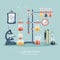 Chemistry and science infographic. Science Laboratory. Chemistry icons background for biology and medical research posters