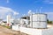 Chemistry tank in factory with blue sky