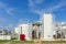 Chemistry tank in factory with blue sky