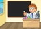 Chemistry teacher by blackboard