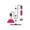 Chemists scientists equipment in flat, vector illustration