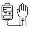 Chemotherapy black line icon. Medical treatment. Intensive therapy. Isolated vector element. Outline pictogram for web