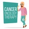Chemotherapy Patient Man Vector. Sick Male With Cancer. Medical Oncology Therapy Concept. Treatment. Hairless