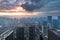 Chengdu skyline aerial view with clouds on the city