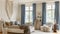chenille curtains in classical style interior panorama