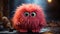 Chenille: A Cute And Colorful Pink Fuzzy Monster In Vray Tracing Style