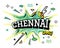 Chennai Comic Text in Pop Art Style Isolated on White Background