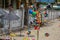 CHENNAI, INDIA - August 23, 2019: Vendor of Colorful Plastic Windmill during Indian Temple Festivals