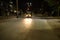 Chennai, India-May 01 2020: Delivery van drives at night in a city